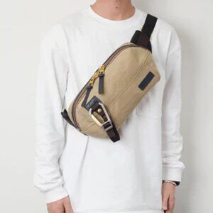 Master-Piece Link Shoulder Sling Bag in Beige